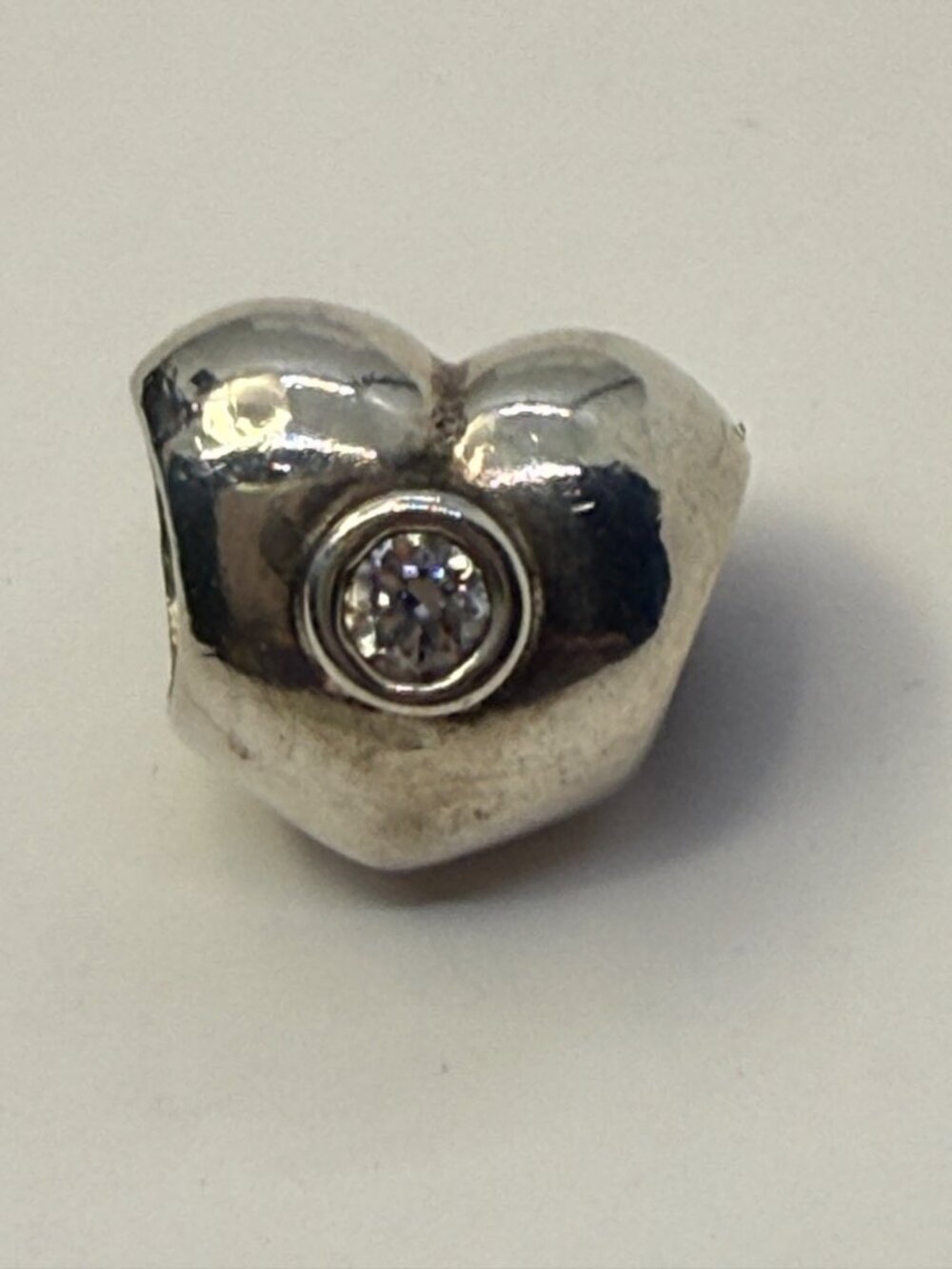 Retired Pandora 790134CZ Puffy Heart Clear CZ Sterling Silver Charm